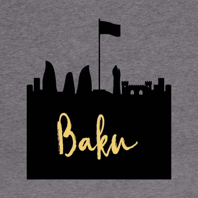 BAKU AZERBAIJAN DESIGNER SILHOUETTE SKYLINE ART by deificusArt